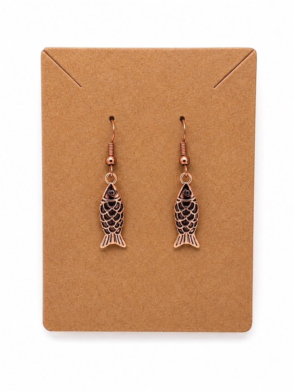 Rose Gold Fish Dangle Earrings Nautical Coastal Beach Boho